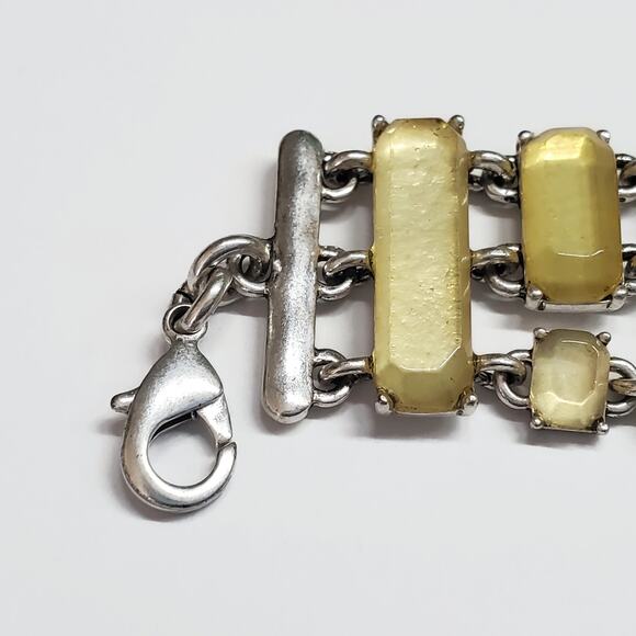Lucky Brand Silver Tone Yellow Acrylic Stone Bracelet 8 in. - Picture 3 of 5